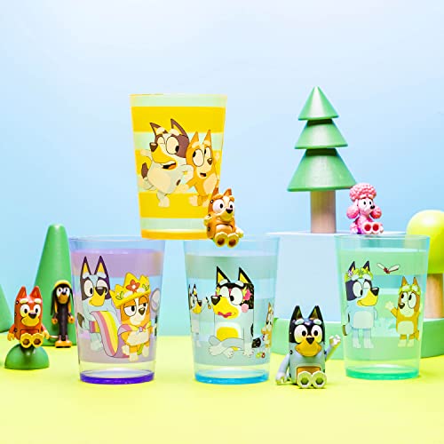 Zak Designs Bluey Nesting Tumbler Set Includes Durable Plastic Cups with Variety Artwork, Fun Drinkware is Perfect for Kids (14.5 oz, 4-Pack, Non-BPA)