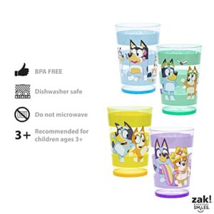 Zak Designs Bluey Nesting Tumbler Set Includes Durable Plastic Cups with Variety Artwork, Fun Drinkware is Perfect for Kids (14.5 oz, 4-Pack, Non-BPA)