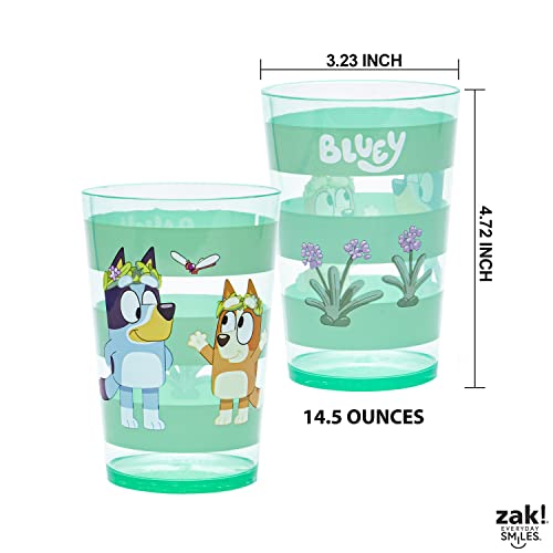 Zak Designs Bluey Nesting Tumbler Set Includes Durable Plastic Cups with Variety Artwork, Fun Drinkware is Perfect for Kids (14.5 oz, 4-Pack, Non-BPA)