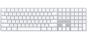 apple magic keyboard with numeric keypad (wireless, rechargable) – us english – silver