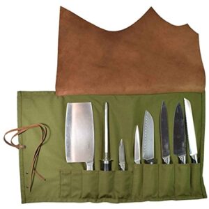 hide & drink water resistant canvas all purpose knife roll (10 pockets) handmade
