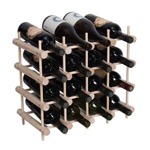 Wooden Stackable Storage Modular countertop Wine Rack Cabinet-Freestanding for Floor Wine Display Stand Holder (16bottle)