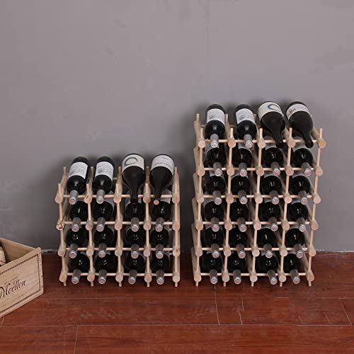 Wooden Stackable Storage Modular countertop Wine Rack Cabinet-Freestanding for Floor Wine Display Stand Holder (16bottle)