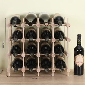 Wooden Stackable Storage Modular countertop Wine Rack Cabinet-Freestanding for Floor Wine Display Stand Holder (16bottle)