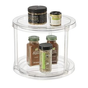 oggi two tier lazy susan rotating organizer for kitchen, pantry, cabinet organizing and storage. ideal as a rotating spice rack and pantry can organizer, 9.75” dia x 8” h (7780.)