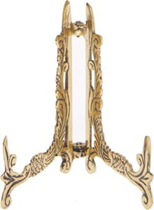 bard’s ornate hinged antique brass plate stand, 5″ h x 4″ w x 3.75″ d