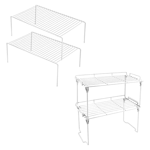 Product Image iPEGTOP 2 Pack Large Cabinet Storage Shelf Rack & 2 Pack Stackable Cabinet Shelf Organizers