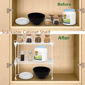 Product Image iPEGTOP 2 Pack Large Cabinet Storage Shelf Rack & 2 Pack Stackable Cabinet Shelf Organizers