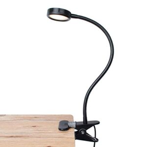 lepower clip on light / book light / reading light with 2 color changeable/ night light clip on for desk, bed headboard and computers (black)