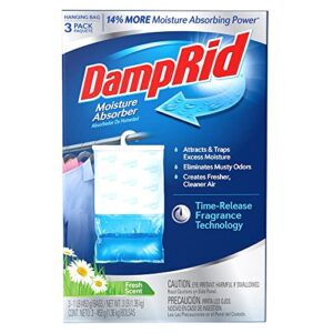 DampRid Fresh Scent Hanging Moisture Absorber, 16 oz., 3 Pack - Eliminates Musty Odors for Fresher, Cleaner Air, Ideal Moisture Absorbers for Closet, 14% More Moisture Absorbing Power*