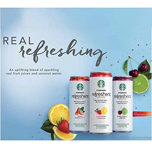 Starbucks RTD Energy Drink, Refreshers, 3 Flavor Variety Pack , 12oz Sleek Cans (12 Pack)