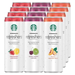 Starbucks RTD Energy Drink, Refreshers, 3 Flavor Variety Pack , 12oz Sleek Cans (12 Pack)
