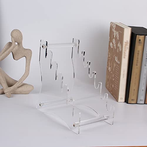 WANLIAN Knife Display Stand,Knife Holder Holds 6 knife,Acrylic Tabletop Knife Rack for Display Survival, Outdoor, EDC Mini Knife,dagger (6 layer stand, Transparent)