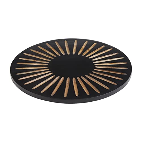 Mud Pie Black Carved Lazy Susan, 16 1/2" dia