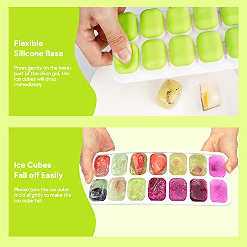 Ice Cube Trays 4 Pack, Airabc Silicone Ice Cube Trays with Removable Lid, Easy-Release Flexible 14-cube Ice Trays,BPA Free and LFGB Certified, Stackable Ice Trays with Covers for Cocktail, Freezer