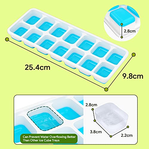 Ice Cube Trays 4 Pack, Airabc Silicone Ice Cube Trays with Removable Lid, Easy-Release Flexible 14-cube Ice Trays,BPA Free and LFGB Certified, Stackable Ice Trays with Covers for Cocktail, Freezer