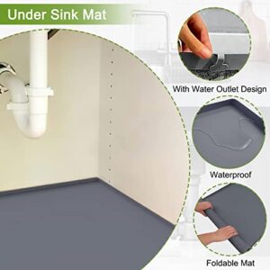 Under Sink Mat - 34" x 22" Under Sink Mats for Kitchen Waterproof, Holds up to 3.3 Gallons Water, Bathroom Under Sink Tray with Unique Drain Hole for Doormat, Pet Feeding Mat, Drawing Mat, Craft Mat