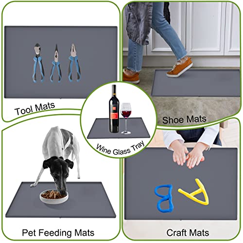 Under Sink Mat - 34" x 22" Under Sink Mats for Kitchen Waterproof, Holds up to 3.3 Gallons Water, Bathroom Under Sink Tray with Unique Drain Hole for Doormat, Pet Feeding Mat, Drawing Mat, Craft Mat