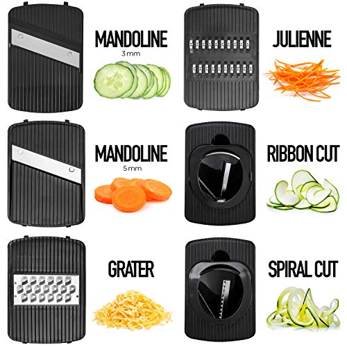 Fullstar 6-in-1 Mandoline Slicer For Kitchen, Cheese Grater, Vegetable Spiralizer and Veggie Slicer for Cooking & Meal Prep (Kitchen Gadgets Organizer & Safety Glove Included)