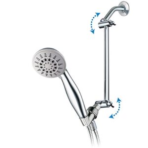 Hotel Spa 11" Solid Brass Adjustable Shower Extension Arm with Lock Joints. Lower or Raise Any Rain or Handheld Showerhead to Your Height & Angle / 2-Foot Range/Connection, Chrome Finish