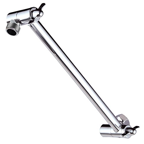 Hotel Spa 11" Solid Brass Adjustable Shower Extension Arm with Lock Joints. Lower or Raise Any Rain or Handheld Showerhead to Your Height & Angle / 2-Foot Range/Connection, Chrome Finish