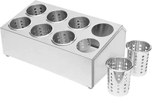 myoyay commercial 8 cups stainless steel cylinder, silverware caddy commercial 8 holes utensil holder stainless steel flatware organizer restaurant flatware cylinder holder