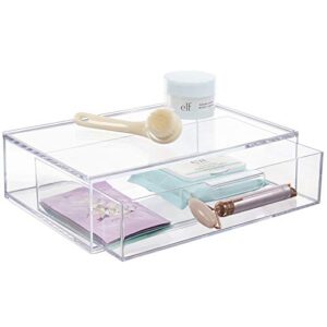 stori audrey stackable clear plastic organizer drawer | 12-inches wide | organize eyeshadow palettes, cosmetics, and beauty supplies on a vanity | made in usa