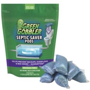 green gobbler septic saver treatment pods with bacteria for healthy septic system, 6 month supply, 1.30 oz (package may vary)