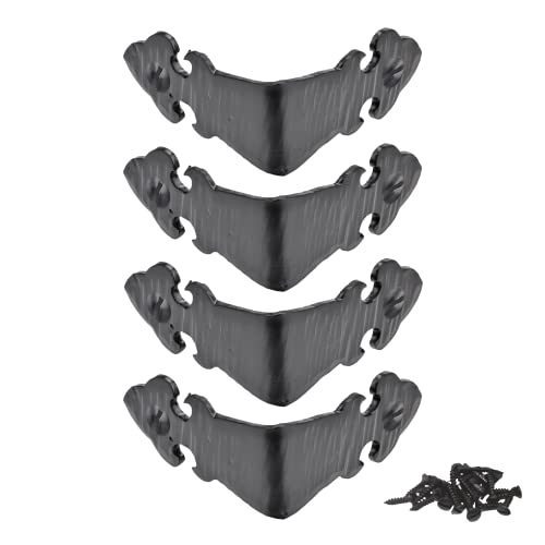 4 Pack 1.75 inch Metal Corner Protector - Black - Furniture Corner Hardware Corner Bracket Metal Embellishments for Wood Decorative Metal Trim The Iberian Series by Borderland Rustic Hardware