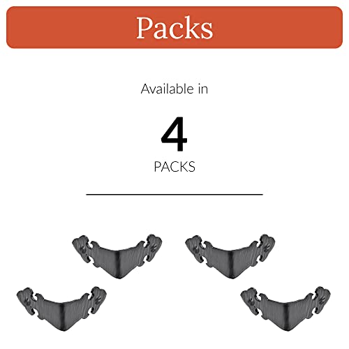 4 Pack 1.75 inch Metal Corner Protector - Black - Furniture Corner Hardware Corner Bracket Metal Embellishments for Wood Decorative Metal Trim The Iberian Series by Borderland Rustic Hardware