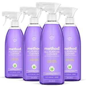 method all-purpose cleaner spray, plant-based and biodegradable formula perfect for most counters, tiles, stone, and more, french lavender, 28 oz spray bottles, 4 pack, packaging may vary