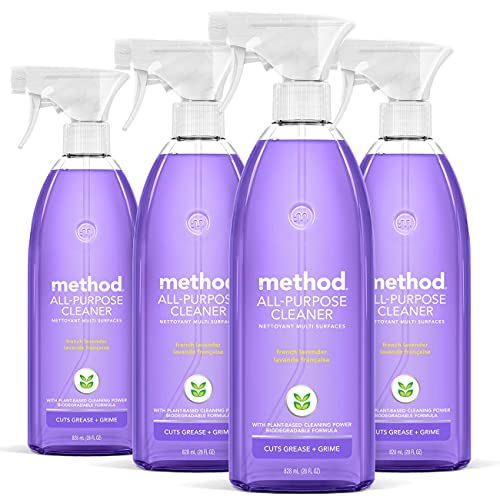 Method All-Purpose Cleaner Spray, Plant-Based and Biodegradable Formula Perfect for Most Counters, Tiles, Stone, and More, French Lavender, 28 oz Spray Bottles, 4 Pack, Packaging May Vary