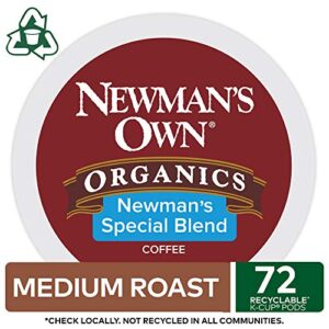 Newman's Own Organics Special Blend, Single-Serve Keurig K-Cup Pods, Medium Roast Coffee, 12 Count (Pack of 6) (5000053615)