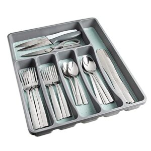 simplemade kitchen drawer silverware organizer tray – 6-slot small flatware holder and utensil holder – desk drawer organizer – storage for kitchen, office, bathroom (mint)