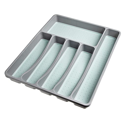 SIMPLEMADE Kitchen Drawer Silverware Organizer Tray - 6-Slot Small Flatware Holder and Utensil Holder - Desk Drawer Organizer - Storage for Kitchen, Office, Bathroom (Mint)