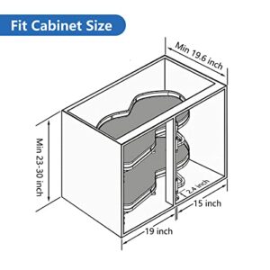 ROOMTEC Blind Corner Cabinet Pull Out Swing Left Shelves Kitchen Cabinet Organizer and Storage Corner Cabinet Organizer 2-Shelf Soft Close Lazy Susan Pantry Blind Pull Out Cabinet Organizer