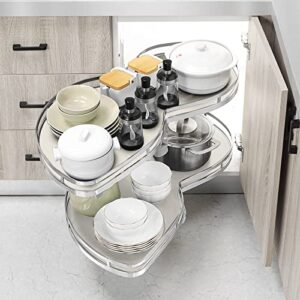 ROOMTEC Blind Corner Cabinet Pull Out Swing Left Shelves Kitchen Cabinet Organizer and Storage Corner Cabinet Organizer 2-Shelf Soft Close Lazy Susan Pantry Blind Pull Out Cabinet Organizer