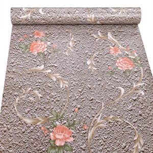 simplemuji country style brown floral waterproof wallpaper peel and stick shelf drawer liner self-adhesive cabinet sticker 17.7 inch by 98 inch