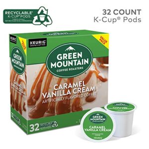 Green Mountain Coffee Roasters Caramel Vanilla Cream, Single-Serve Keurig K-Cup Pods, Flavored Light Roast Coffee Pods, 32 Count