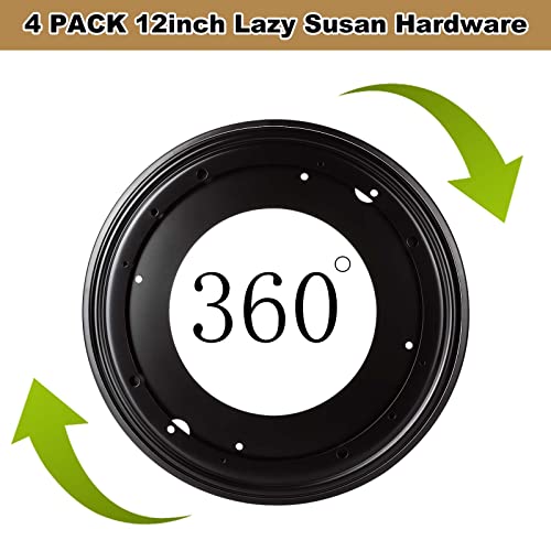 12 inch Lazy Susan Hardware, 4 Pcak Large Lazy Susan Turntable Bearing 5/16" Thick 1000lbs, Lazy Susan for Table, Serving Trays, Kitchen Storage Racks, Craft Table, Rotating Bearing Plate