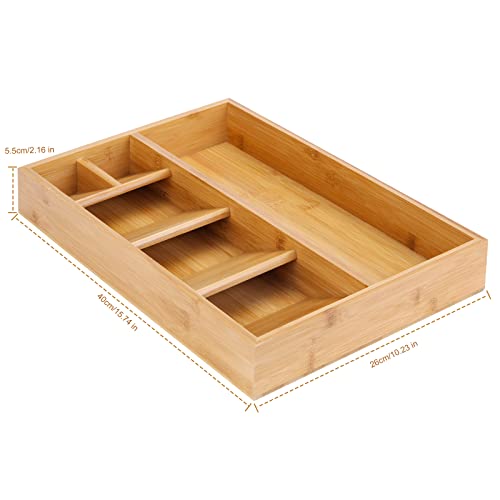 Reviaras Kitchen Drawer Organizer, Bamboo Kitchen Drawer Organizer, Kitchen Drawer Organizer for Silverware