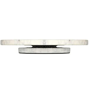 MyGift Modern White Marble Lazy Susan for Table, Serving Turntable Tray with Brass-Tone Metal Strip Accent - Handcrafted in India