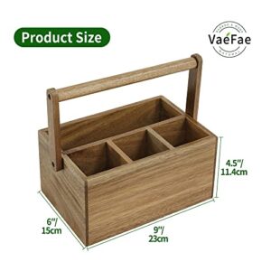 VaeFae Bamboo Silverware Drawer Organizer Kitchen and Acacia Silverware Caddy with Handle