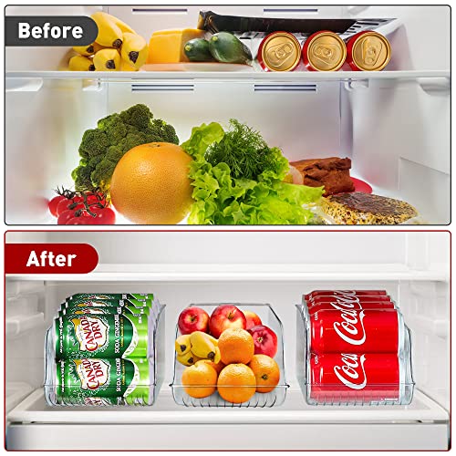 TOPULORS 2 Pack Soda Can Organizer for Refrigerator Beverage Holder for Fridge, Storage Rack Bins for Freezer, Kitchen, Pantry, Countertops, Cabinets, Clear Plastic Canned Food Stackable Dispenser