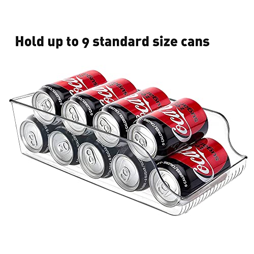 TOPULORS 2 Pack Soda Can Organizer for Refrigerator Beverage Holder for Fridge, Storage Rack Bins for Freezer, Kitchen, Pantry, Countertops, Cabinets, Clear Plastic Canned Food Stackable Dispenser