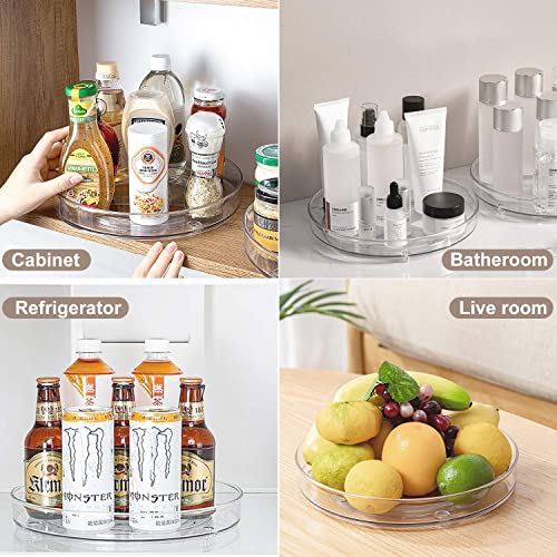 Lazy Susan Organizer 9.25 Inches Clear Turntable, 2 Pack Lazy Susan for Cabinet, Rotating Spice Rack Kitchen Storage Perfume Organizers for Fefrigerator, Pantry, Countertop, Table, Vanity, Bathroom