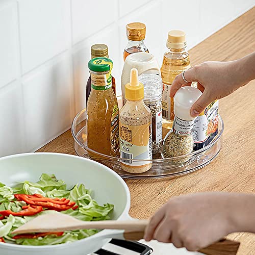 Lazy Susan Organizer 9.25 Inches Clear Turntable, 2 Pack Lazy Susan for Cabinet, Rotating Spice Rack Kitchen Storage Perfume Organizers for Fefrigerator, Pantry, Countertop, Table, Vanity, Bathroom