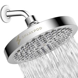 sparkpod shower head – high pressure rain – luxury modern chrome look – tool-less 1-min installation – adjustable replacement for your bathroom shower heads (luxury polished chrome, 6 inch round)
