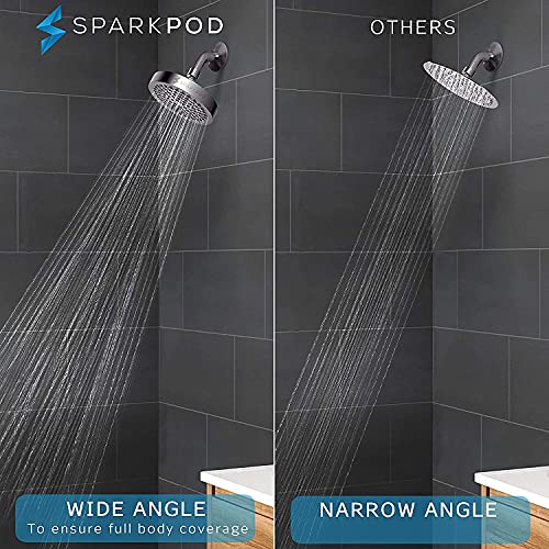 SparkPod Shower Head - High Pressure Rain - Luxury Modern Chrome Look - Tool-less 1-Min Installation - Adjustable Replacement for Your Bathroom Shower Heads (Luxury Polished Chrome, 6 Inch Round)