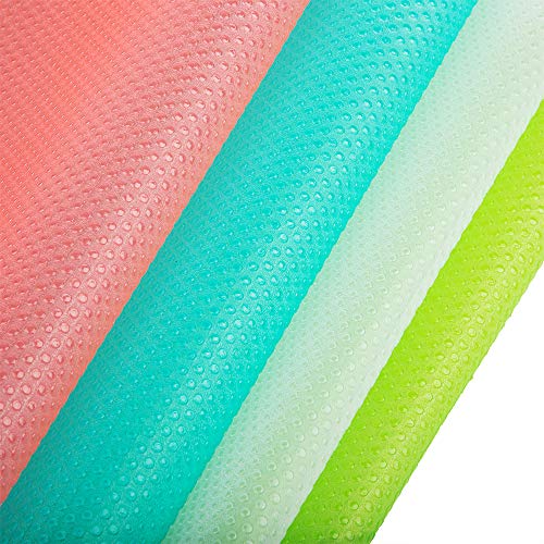 Sonku 8 Pcs Refrigerator Mats Shelf Liners, EVA Washable Can Be Cut Refrigerator Pads Fridge Mats Drawer Table Placemats Shelves Drawer Table Mats Size 17.72"x11.81",2 Pink/2 Green/2 Blue/2 Clear